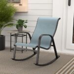 Grand Patio Blue Metal Outdoor Rocking Chair, Steel Rocker Seating .