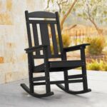 LUE BONA Black Plastic Adirondack Outdoor Rocking Chair Porch .