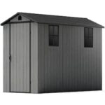 Patiowell 4 ft. W x 6 ft. D Outdoor Storage Gray Plastic Shed with .