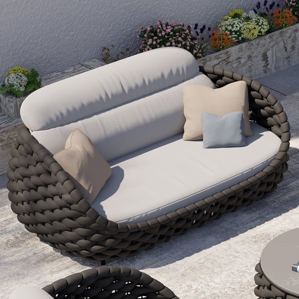 Tatta 3 Seater Modern Woven Textilene Rope Outdoor Sofa with .