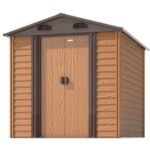Patiowell 6 ft. W x 4 ft. D Wood Look Outdoor Storage Metal Shed .