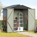 Patiowell 6 ft. W x 4 ft. D Outdoor Storage Brown Metal Shed with .