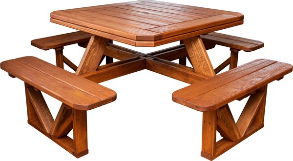 4'x4' Square Picnic Table with Benches from DutchCrafters Ami