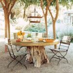 Top 10 Easy Backyard Ideas For Entertaining | Tree stump table .