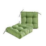 BLISSWALK Kale Green Outdoor Seat Cushions Pack of 2 Tufted Patio .