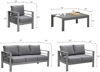 Amazon.com: Solaste Aluminum Patio Furniture Set,5 Pieces Modern .