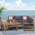 Tunearary 3-Piece L Shape Patio Furniture Set Wood Outdoor .