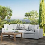MODWAY Commix Aluminum Overstuffed Outdoor Patio Couch with White .