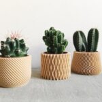 Set of 3 Small Geometric Indoor Plant Pots Original Planter Gift .