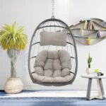 Runesay Outdoor Wicker Porch Swings With Gray Cushions Swing Chair .