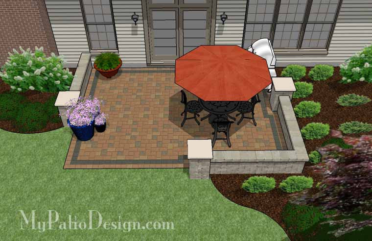 DIY Paver Patio Design with Seat Wall | Downloadable Plan .