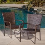 Noble House Multi Brown Stackable Faux Rattan Outdoor Dining .