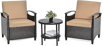 Amazon.com: Tangkula 3 Pieces Patio Furniture Set, PE Rattan .