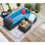 Tozey 5-Pieces Wicker Patio Conversation Outdoor Rattan Sofa Set .