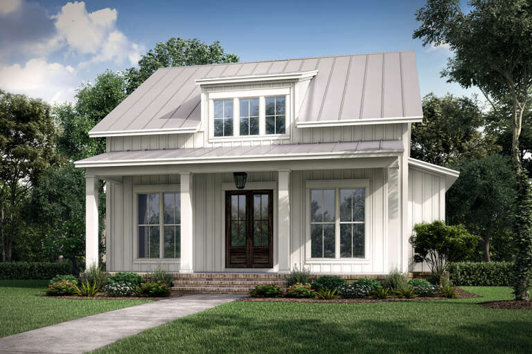 Modern Farmhouse Plan: 1,070 Square Feet, 2 Bedrooms, 1 Bathroom .