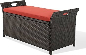 Amazon.com: Ulax furniture Outdoor Storage Bench Rattan Style Deck .