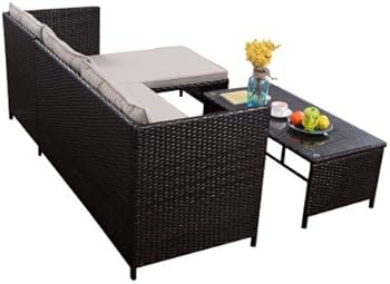 Amazon.com : Costway 3 PCS Outdoor Rattan Furniture Sofa Set .