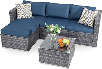 Amazon.com : Walsunny Outdoor Furniture Patio Sets, PE Silver Gray .