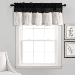 HomeBoutique Linen Button Valance Black/White Single 52x18+2 .