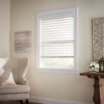 Home Decorators Collection White Cordless Premium Faux Wood blinds .
