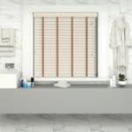 Mirage Wood Grain Faux Wood Blind With Toffee Ladder Tap