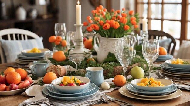 A farmhouse table as the centerpiece for gatherings in ​your farmhouse kitchen