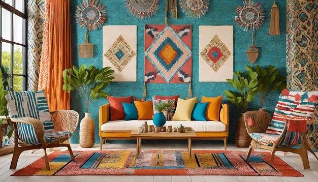 Layered textiles create warmth and character in your eclectic living room space