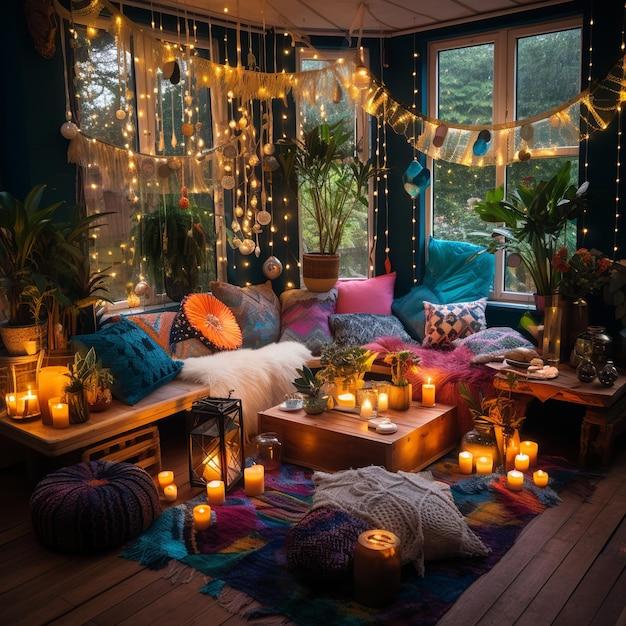 Hang fairy lights for a whimsical touch that ⁤brightens‍ your Boho living ⁢room’s‌ ambiance