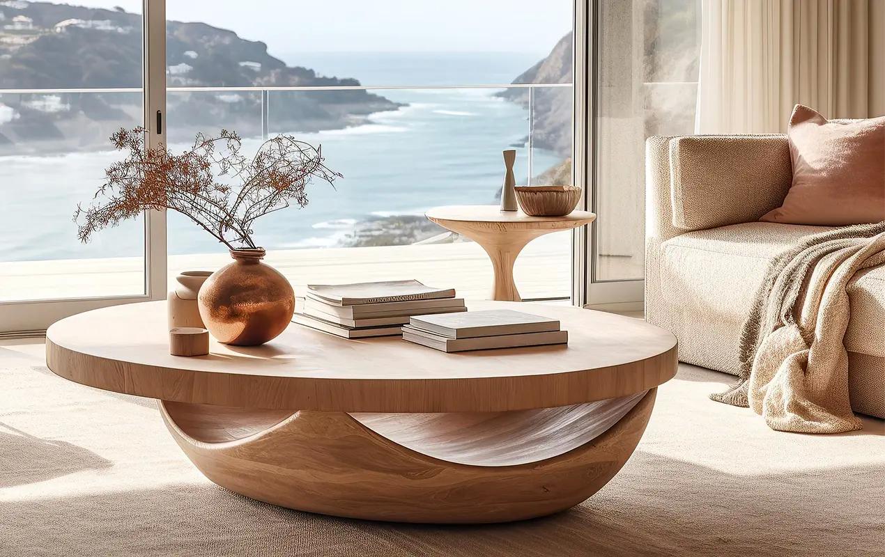 Use a statement coffee table to anchor your ‌eclectic living room design