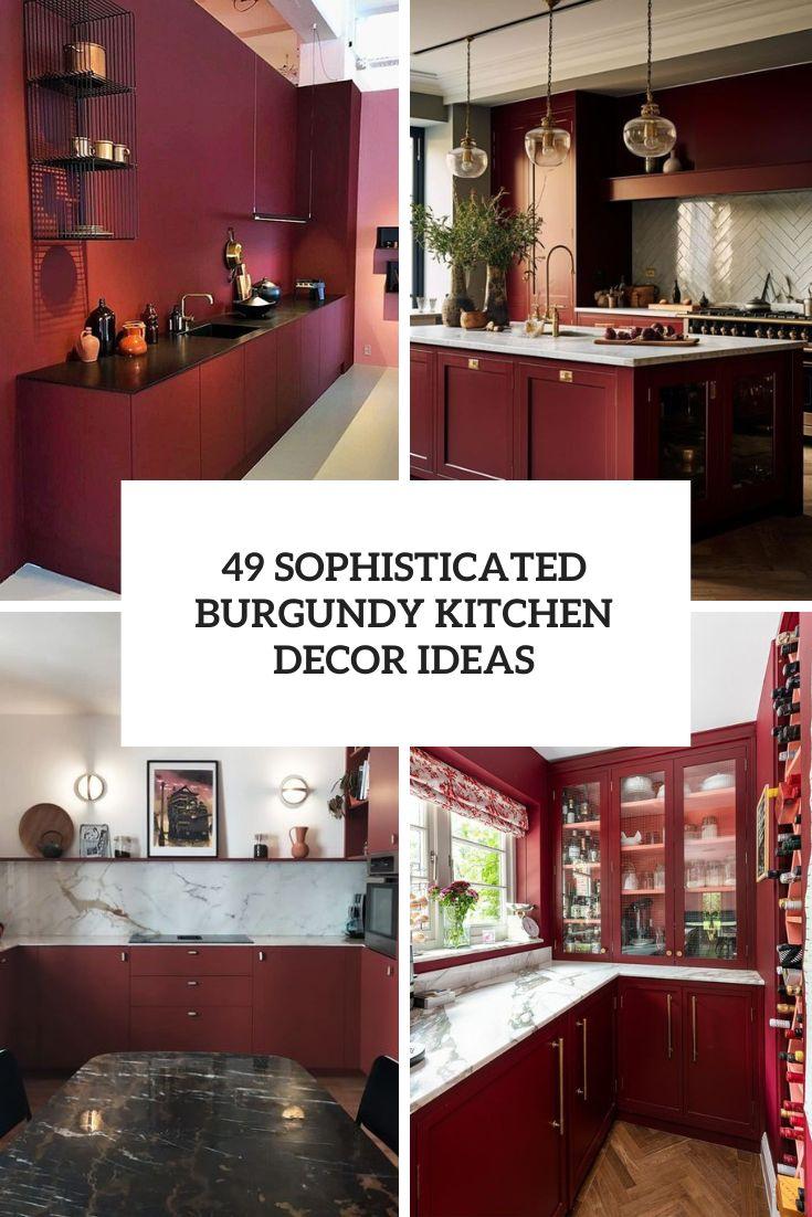 A stunning burgundy backsplash provides a striking focal point for any kitchen