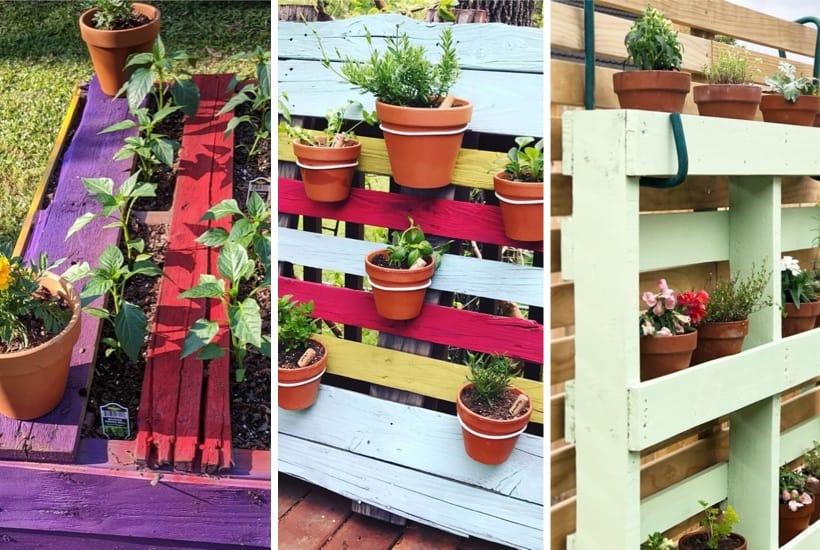 Add charm to your patio with a colorful Pallet Garden planter box