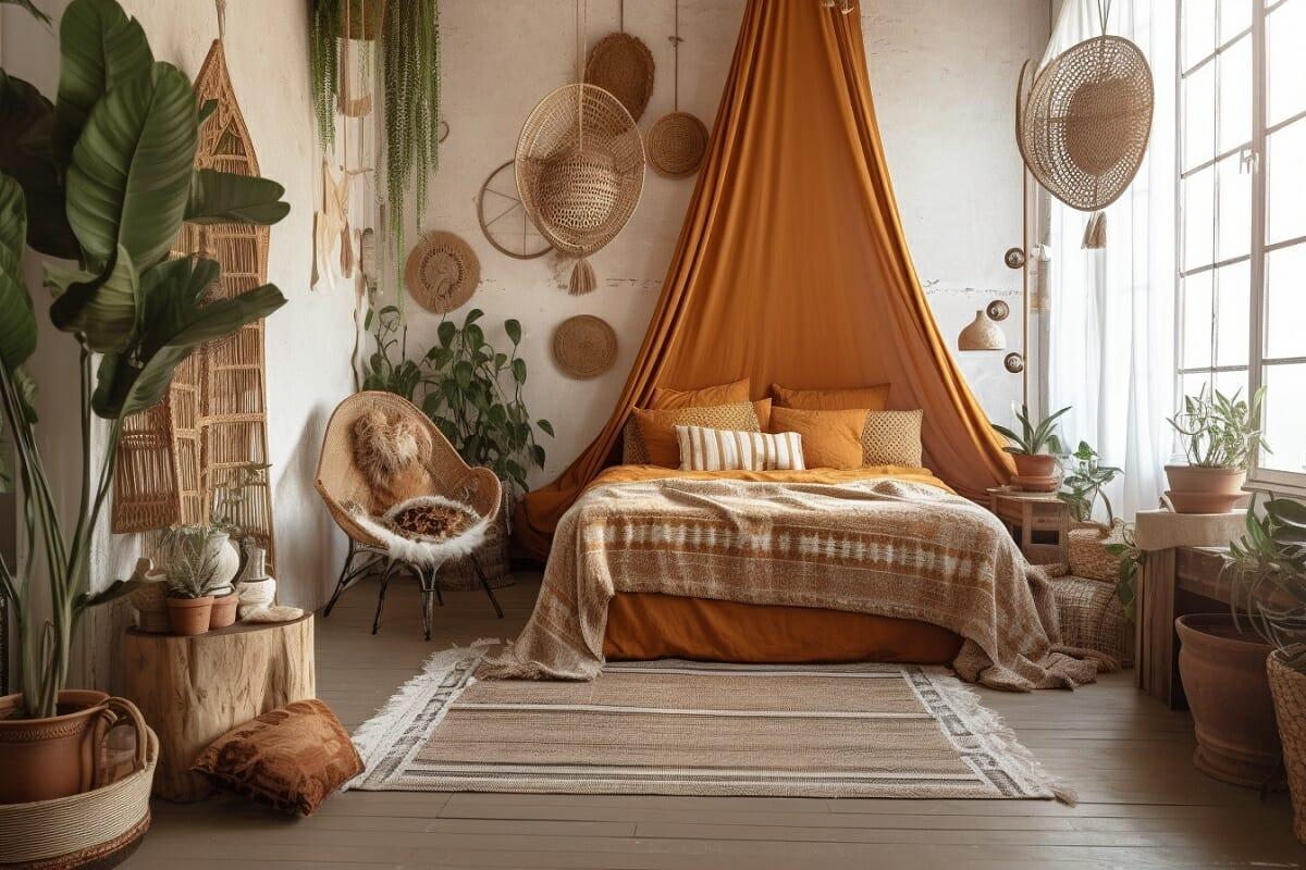 Bohemian⁣ Bliss: ⁣A⁣ vibrant‌ bedroom filled‌ with patterns,​ colors, and textures