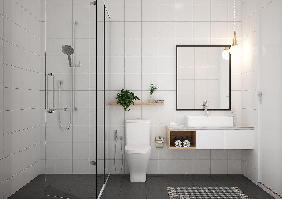 Keep your decor minimal for a spacious feel in small bathrooms