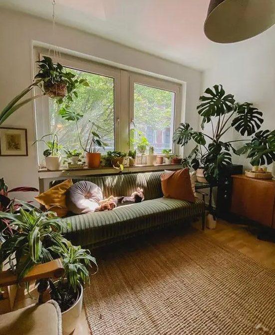 Incorporate potted plants for vibrant greenery in your ⁤earthy living room