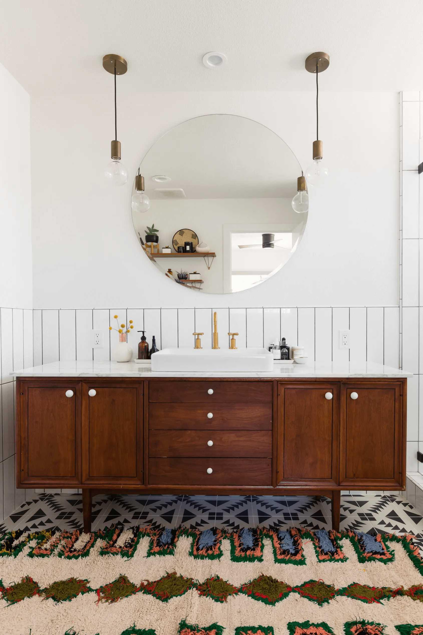 Statement vanities become art pieces in modern bathroom designs