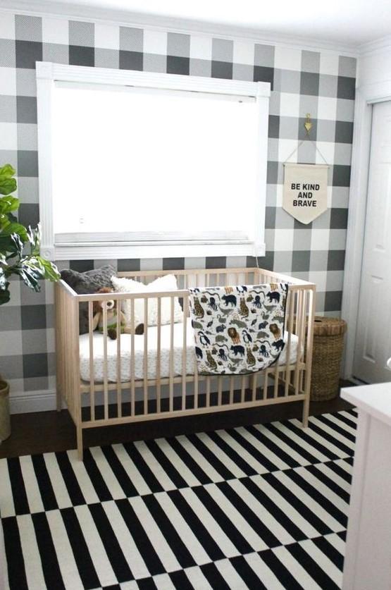 Bold stripes and ‌monochromatic shades create a modern‍ Boy Nursery aesthetic