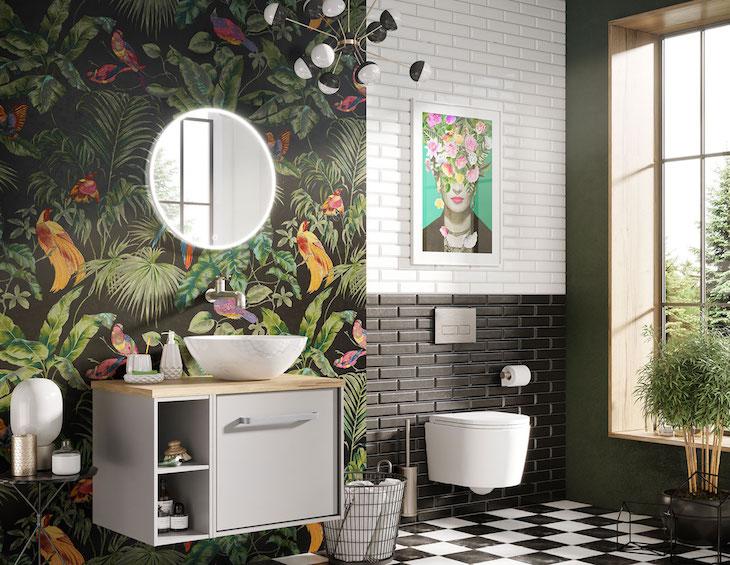 Bold wallpaper patterns to energize your eclectic bathroom walls