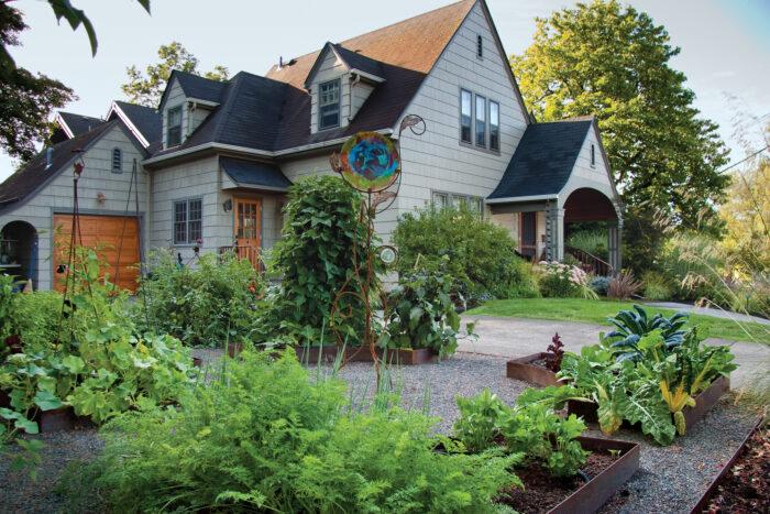 Build raised garden beds for a ​structured look in front yard landscaping