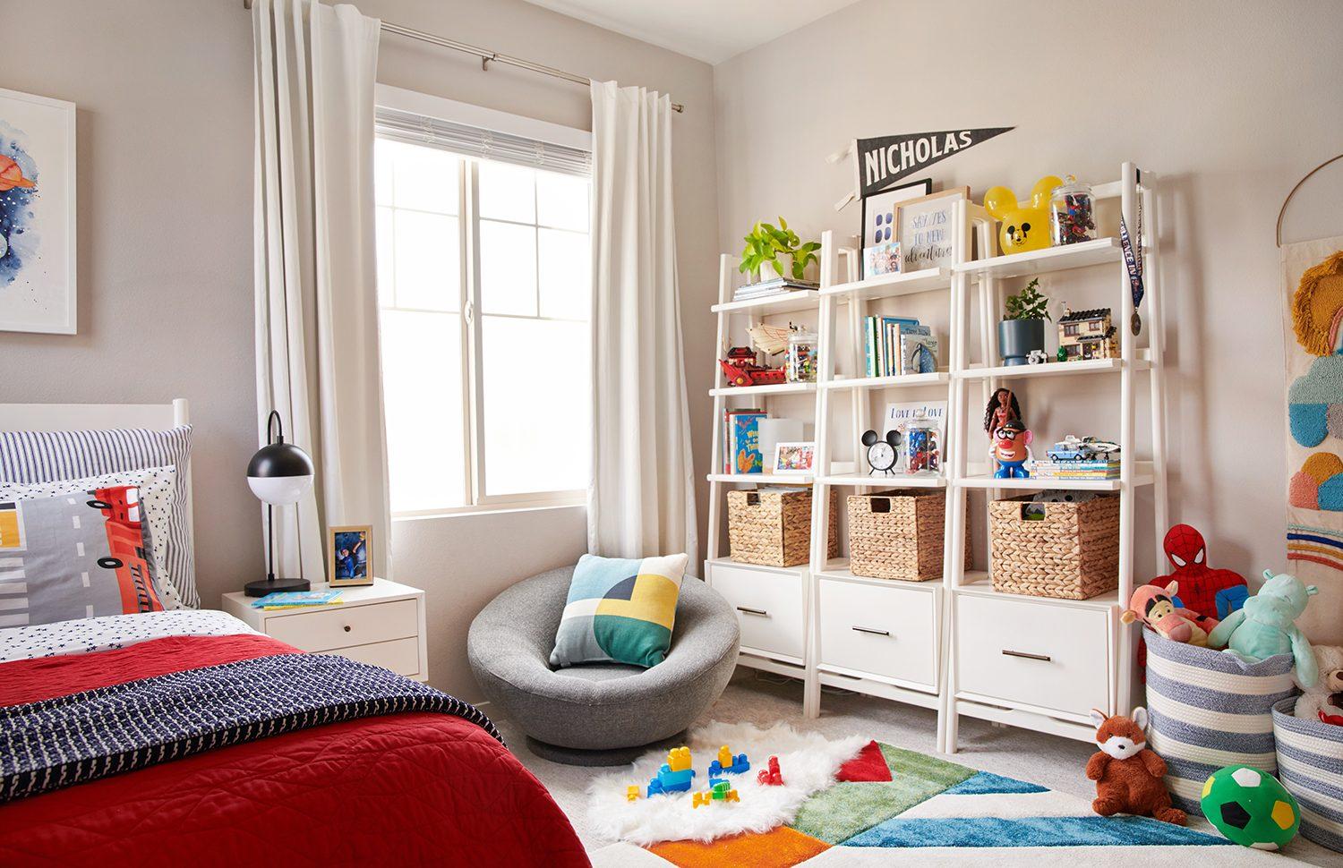 Stylish toy storage keeps your boy nursery​ organized and inviting