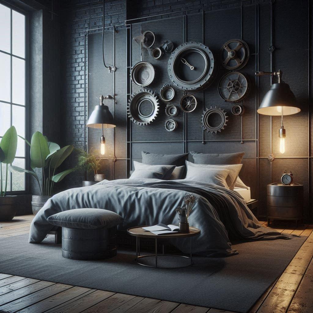 Industrial Bedroom: Feature raw⁣ materials for an urban chic look