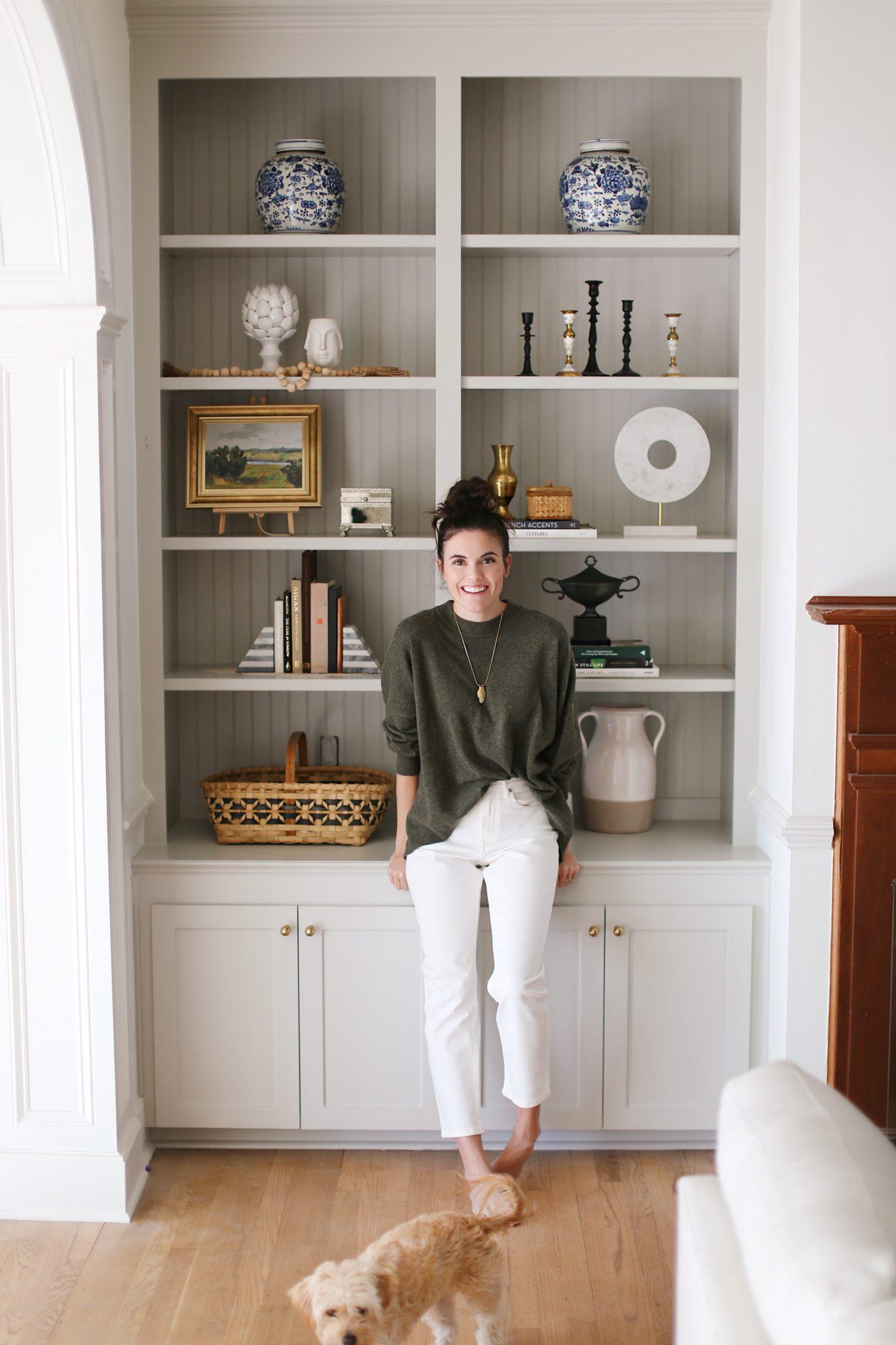 Display books and curiosities on open shelving for a personalized feel