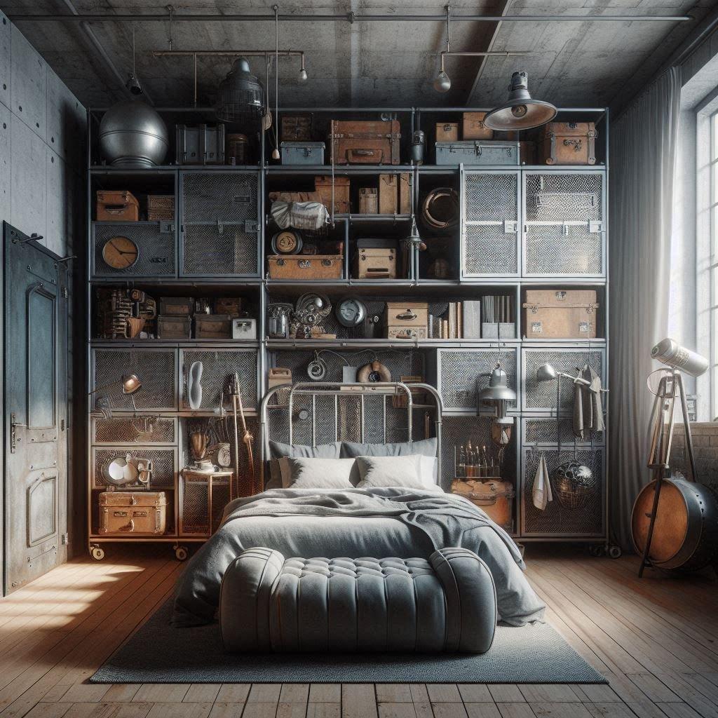 Industrial Bedroom: Incorporate raw materials for an urban, edgy vibe