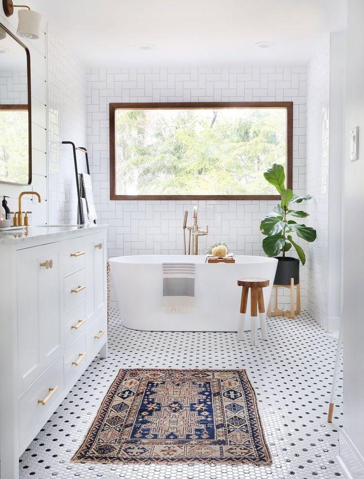 Beautifully tiled floors elevate farmhouse bathrooms aesthetic appeal