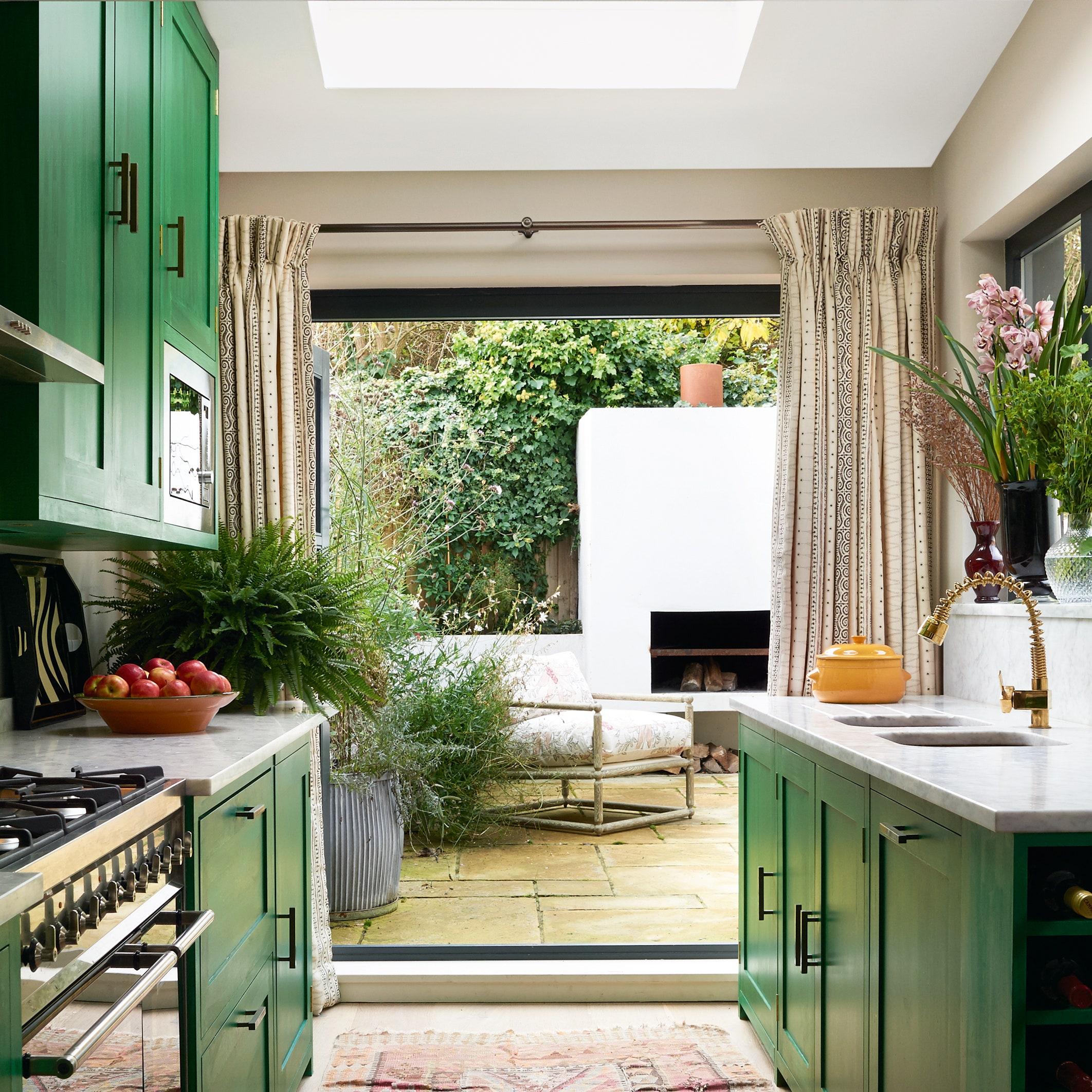 Use light colors to create an airy feel in your compact galley kitchen