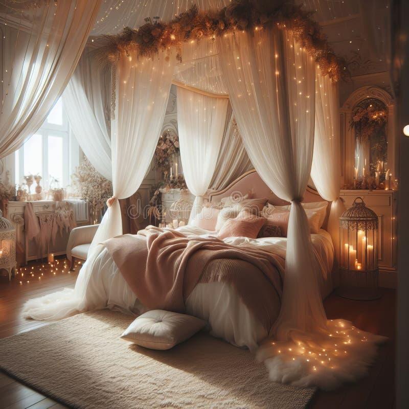 Romantic Bedroom: Soft textiles and warm lighting for ⁢a dreamy atmosphere