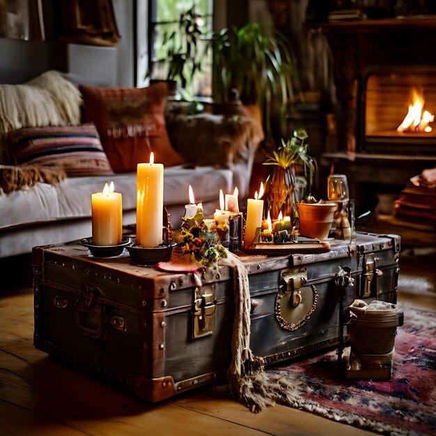 Integrate a vintage trunk as storage and decor in⁤ your⁣ Boho Living Room