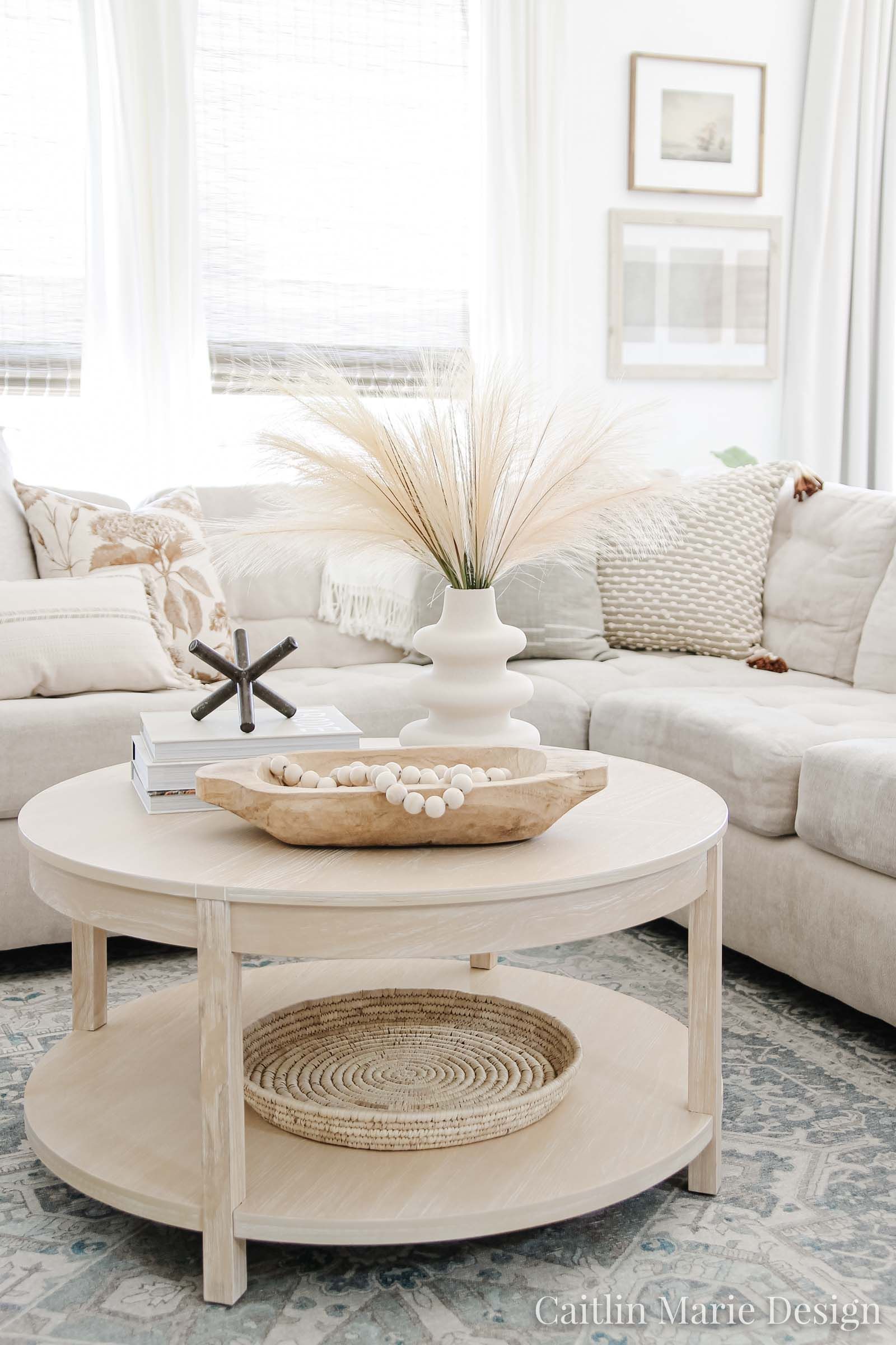 Whitewashed Round Coffee Table