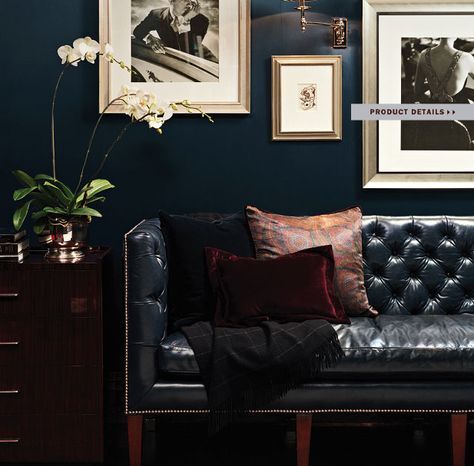 Trendy black leather sofas