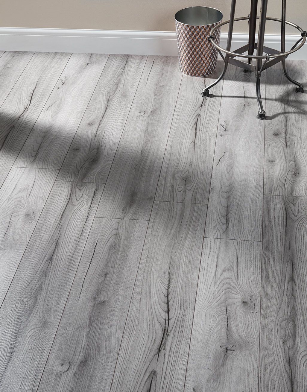 Grey laminate wood flooring