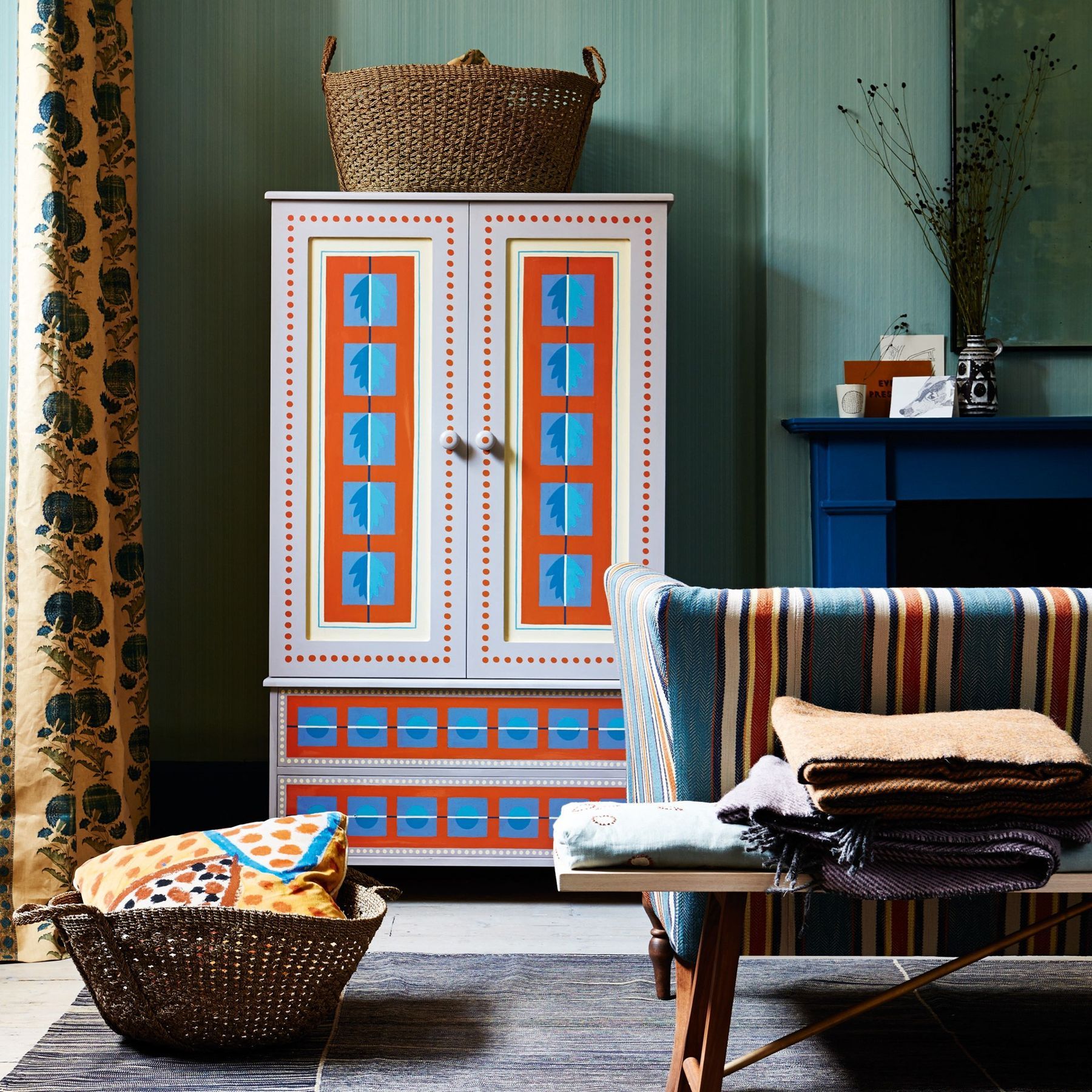 Hand painted furniture adding color to
  your furnishing